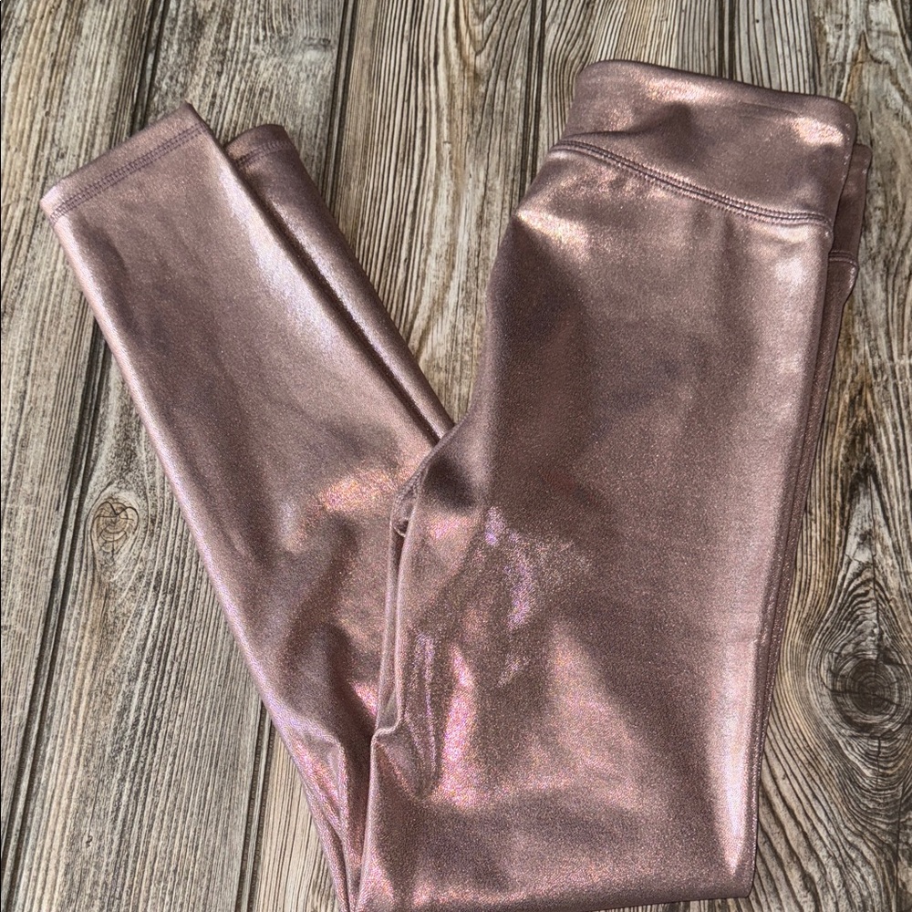 Gap fit leggings Metallic rose gold pink girls xl 12 NeW